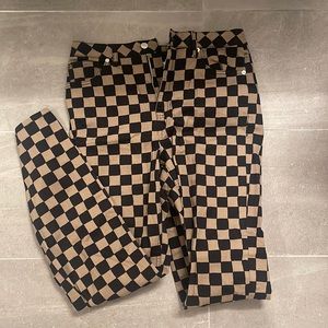 Black/Tan Checkered Jeans
